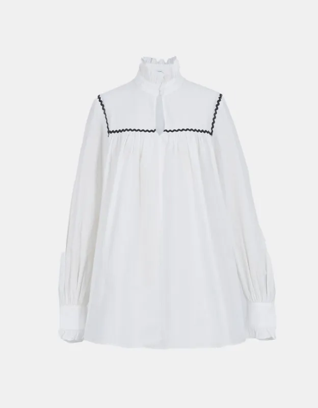 Frill Trim Contrast Trim Blouse sold by Urban Revivo