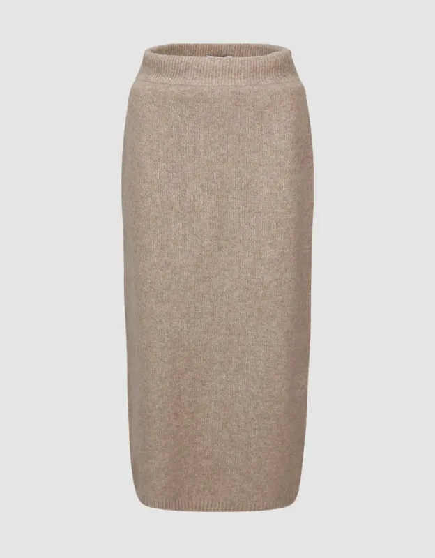 Elastic Waist Midi Straight Knitted Skirt sold by Urban Revivo