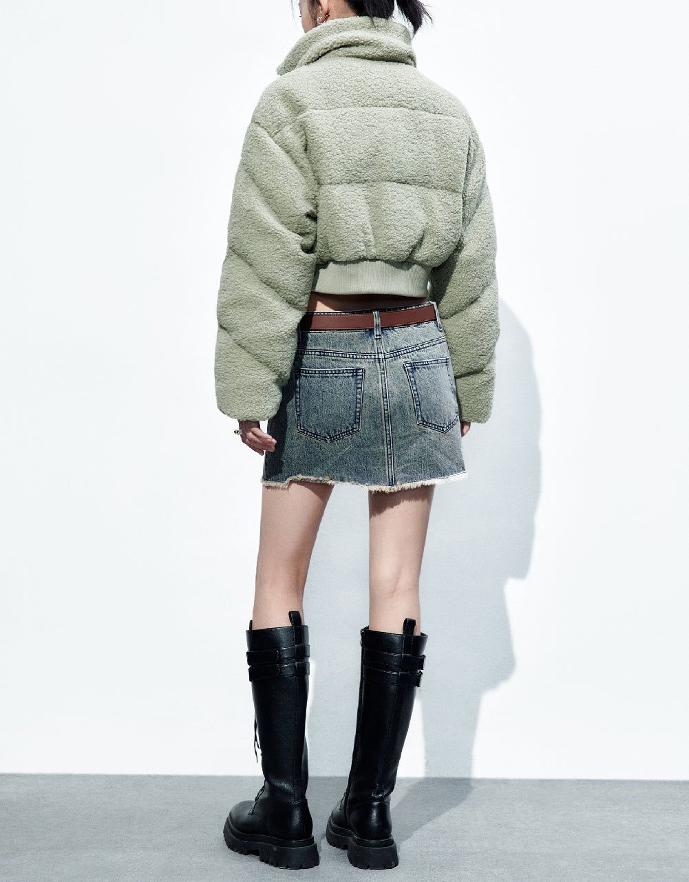 Furry Stand Collar Down Jacket sold by Urban Revivo product image thumbnail 4