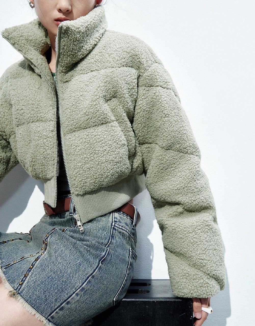 Furry Stand Collar Down Jacket sold by Urban Revivo product image thumbnail 3