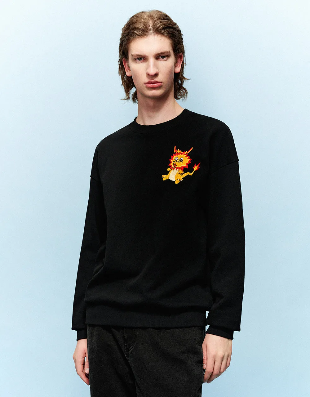 Dragon Embossed Crew Neck Sweatshirt sold by Urban Revivo