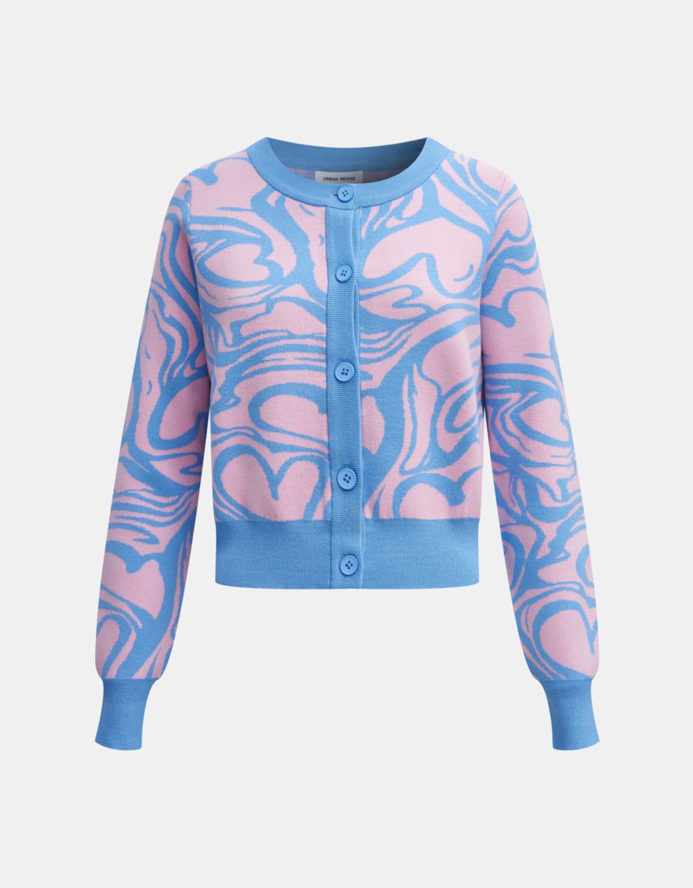 Heart Pattern Jacquard Button Up Cardigan sold by Urban Revivo