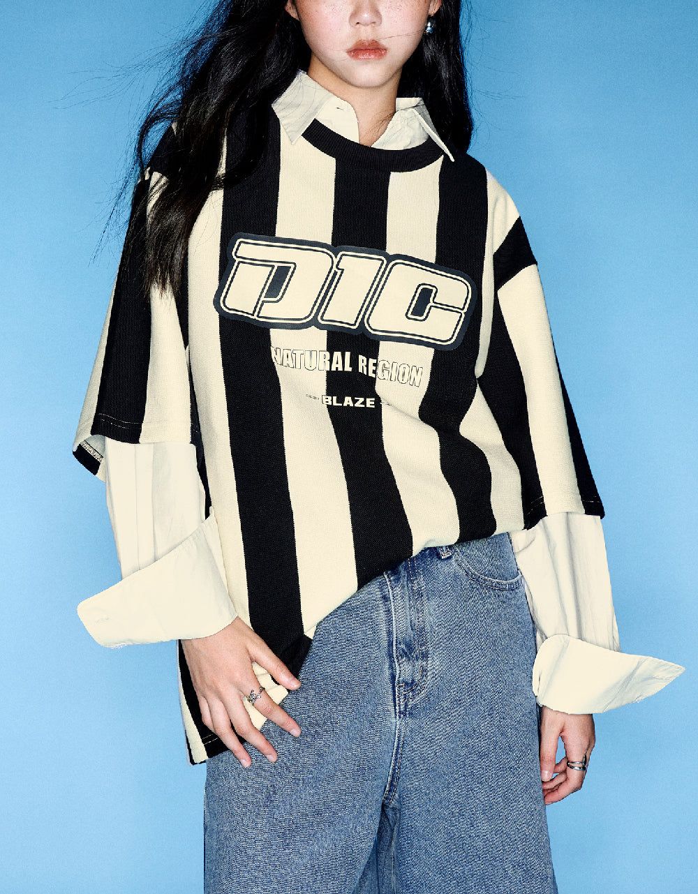 Striped Loose Polo Shirt sold by Urban Revivo product image thumbnail 2