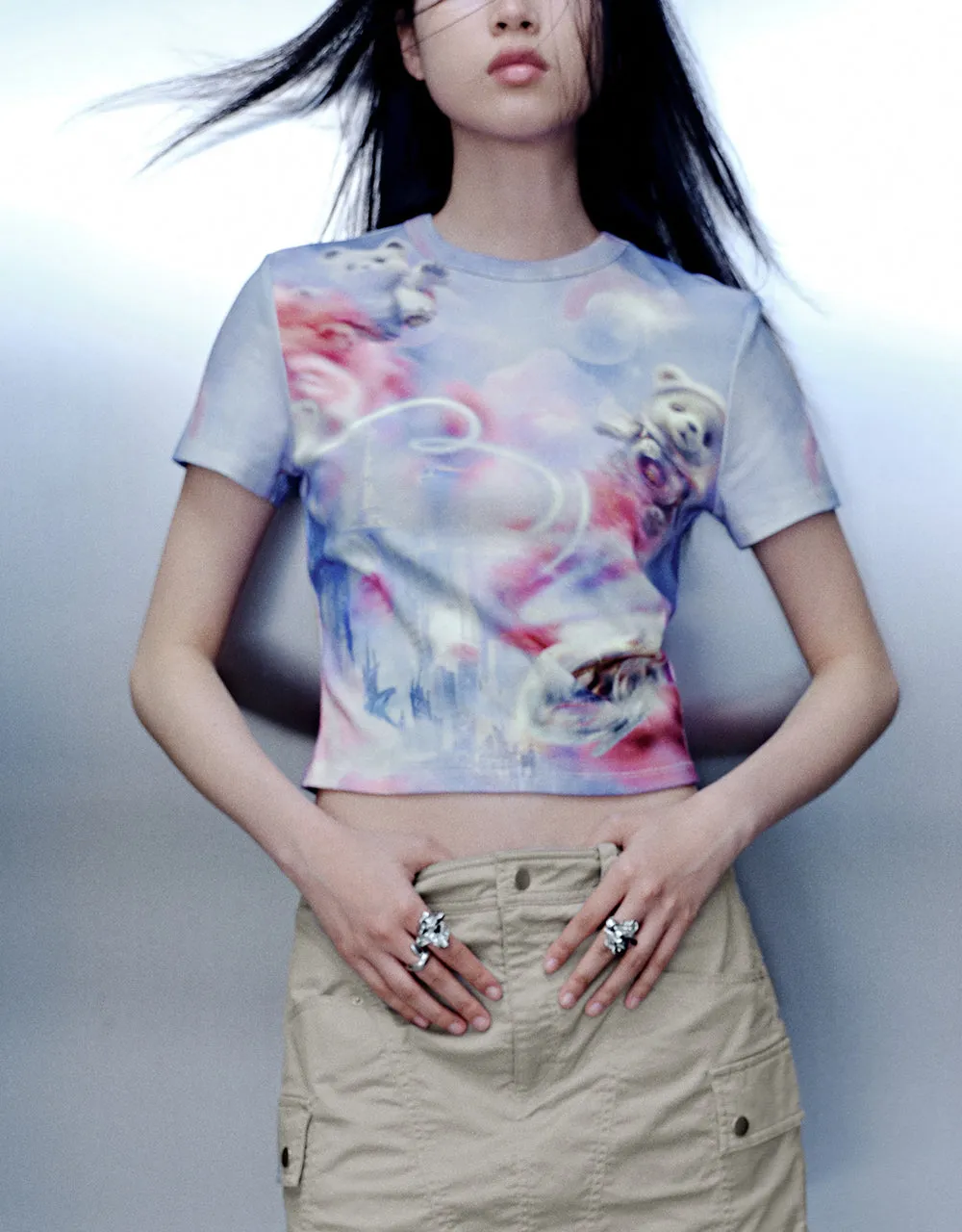 Printed Crew Neck Skinny T-Shirt sold by Urban Revivo product image thumbnail 2