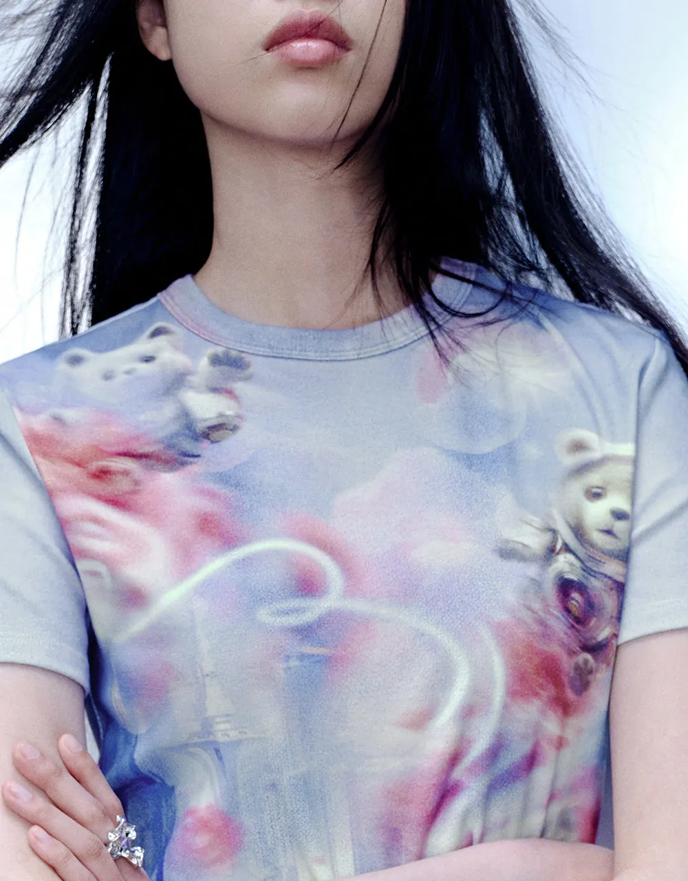 Printed Crew Neck Skinny T-Shirt sold by Urban Revivo product image thumbnail 4