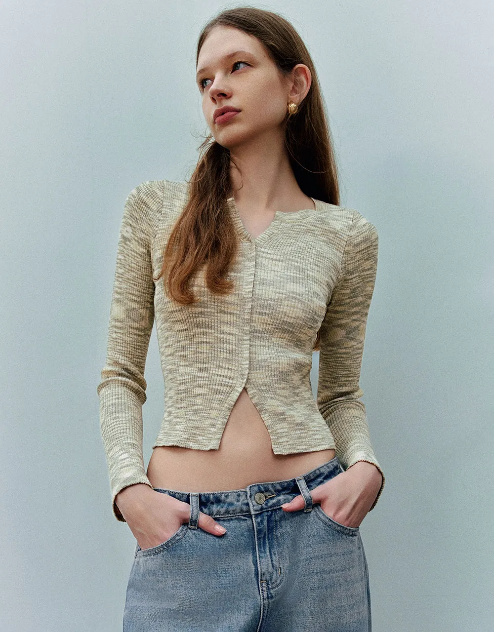 Notch Neck Knitted T-Shirt sold by Urban Revivo