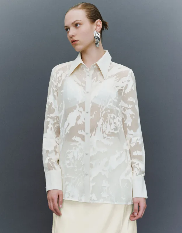 Chiffon Sheer Straight Shirt sold by Urban Revivo