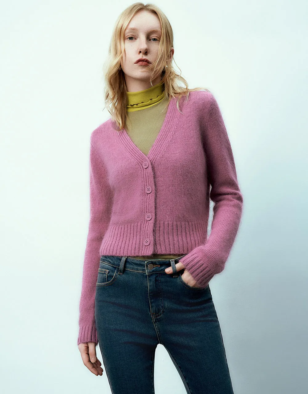 V-Neck Knitted Cardigan sold by Urban Revivo