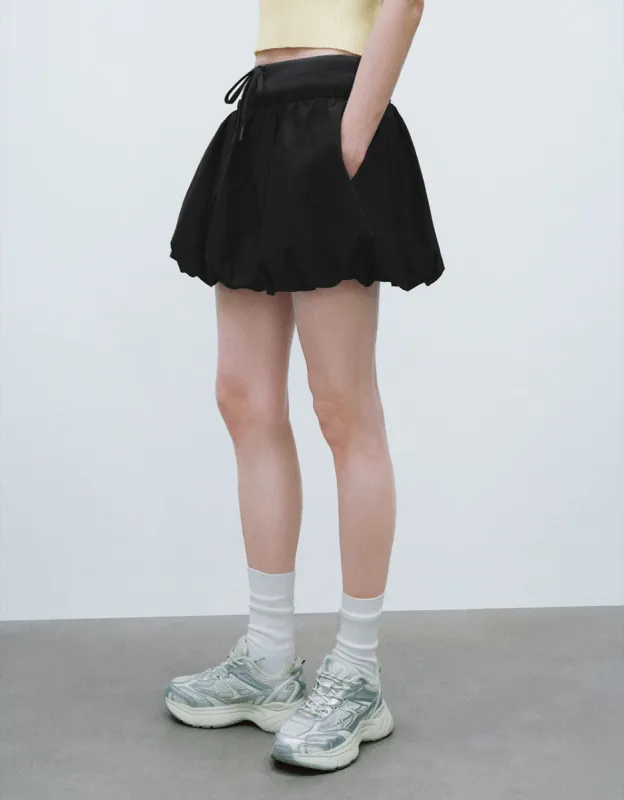 Drawstring Waist Bubble Mini A-Line Skirt sold by Urban Revivo