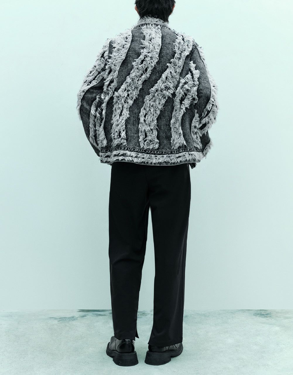 Raw Detail Kimono Lapel Denim Jacket sold by Urban Revivo product image thumbnail 4