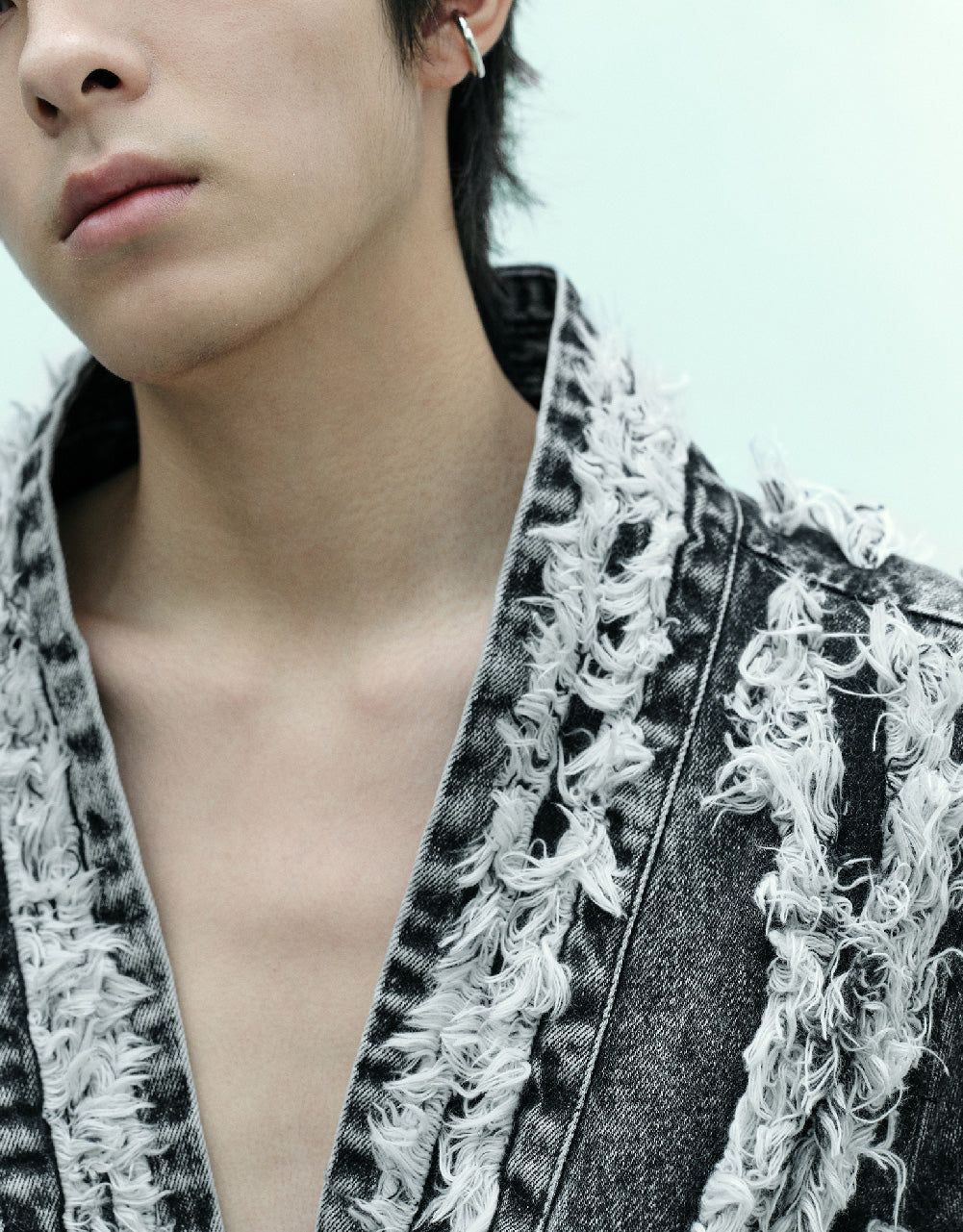 Raw Detail Kimono Lapel Denim Jacket sold by Urban Revivo product image thumbnail 5