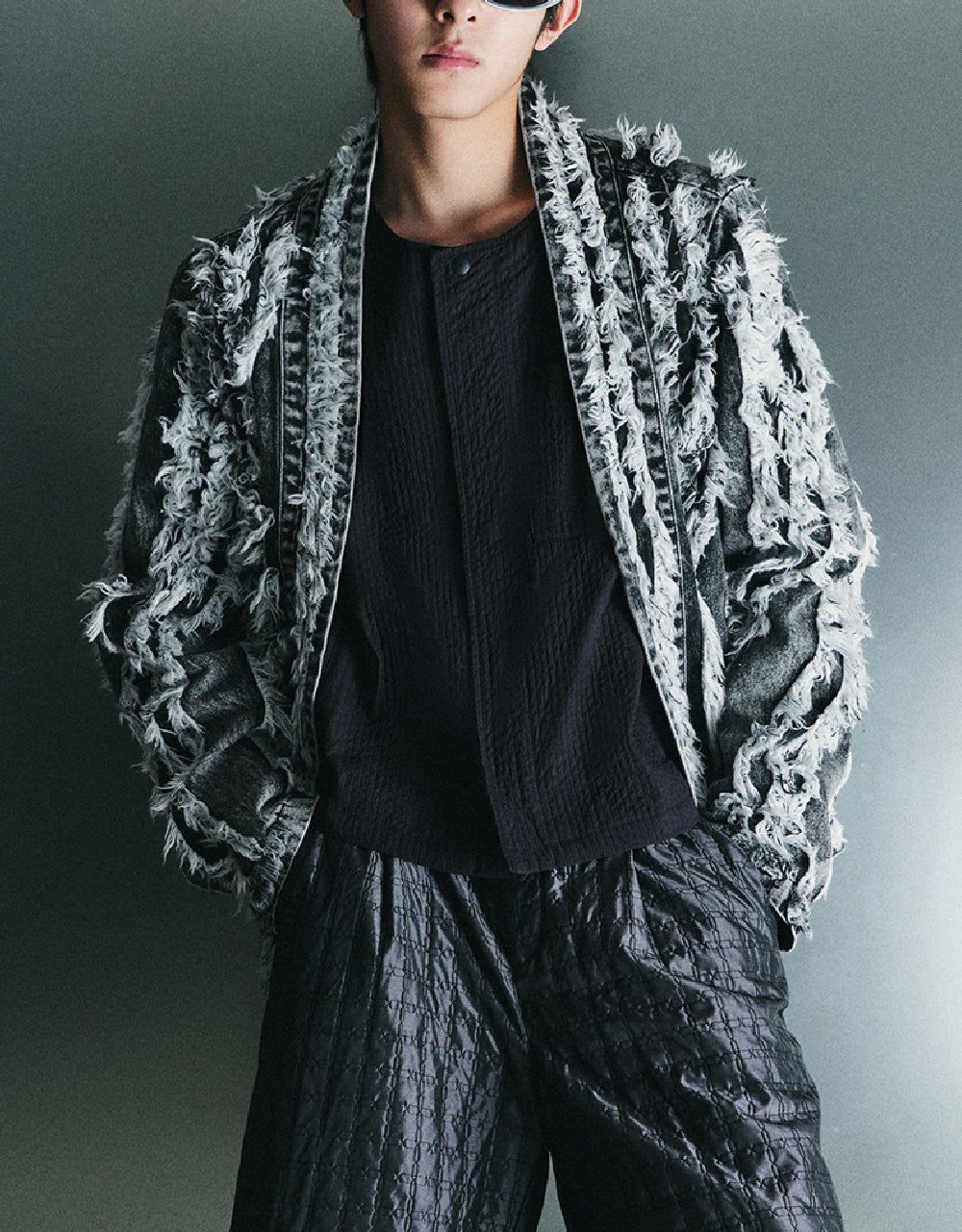 Raw Detail Kimono Lapel Denim Jacket sold by Urban Revivo product image thumbnail 2