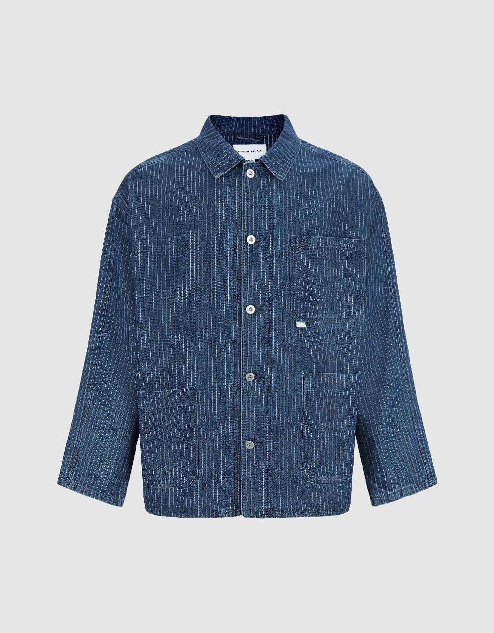 Drop Shoulder Sleeve Striped Denim Jacket sold by Urban Revivo product image thumbnail 2