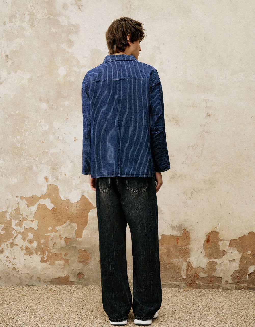 Drop Shoulder Sleeve Striped Denim Jacket sold by Urban Revivo product image thumbnail 4