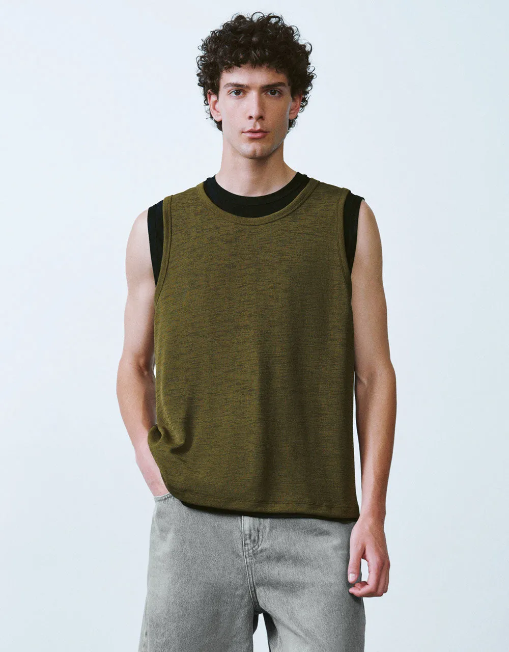 Crew Neck Loose Tank Top sold by Urban Revivo