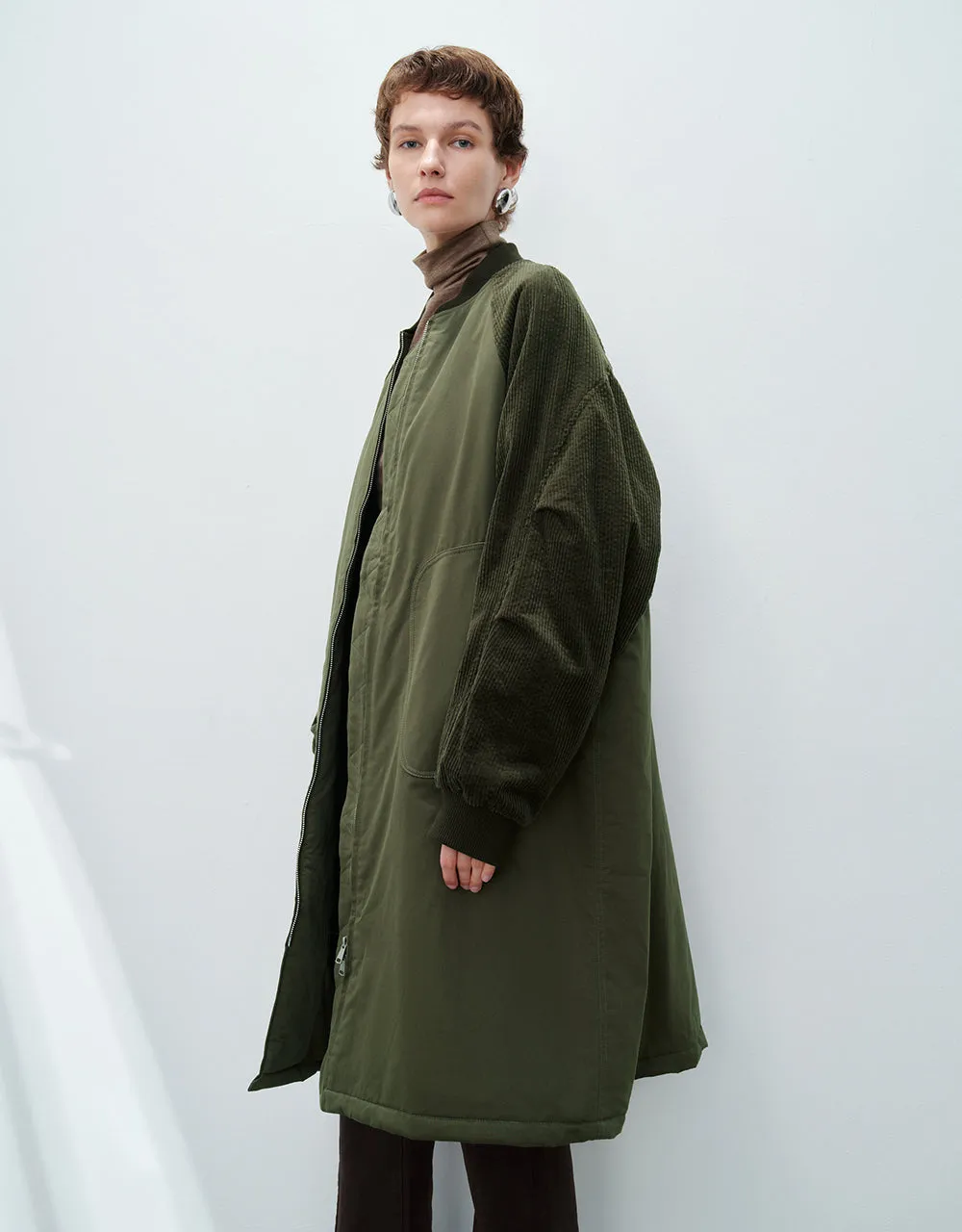 Zipper Front Raglan Sleeve Padded Coat sold by Urban Revivo product image thumbnail 3