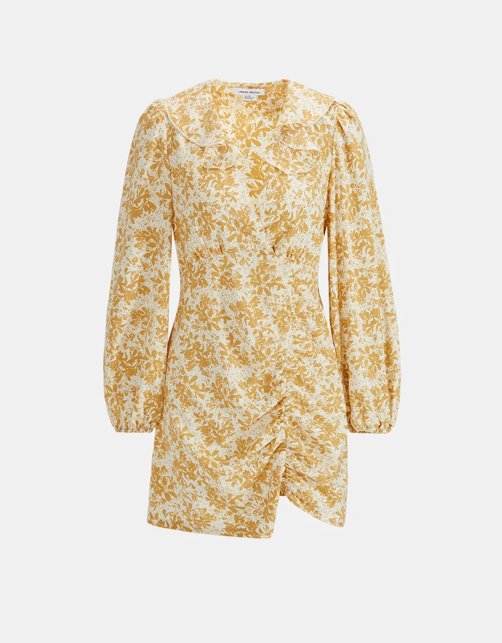Floral Print Ruffled Collar Ruched Dress sold by Urban Revivo