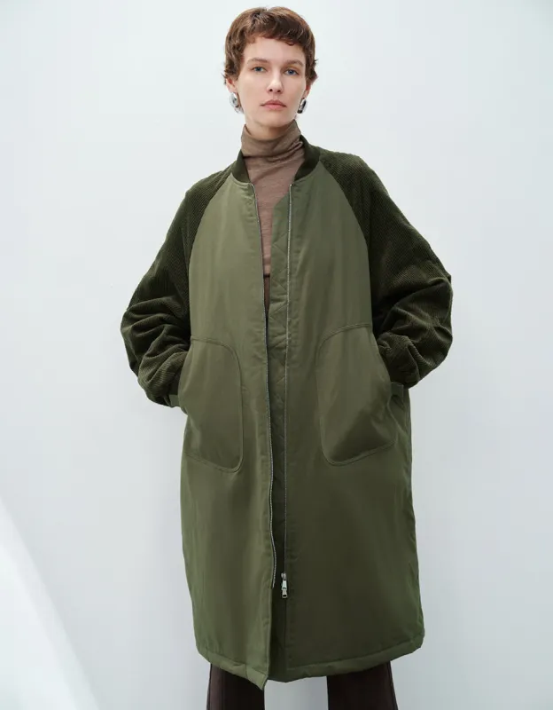 Zipper Front Raglan Sleeve Padded Coat sold by Urban Revivo