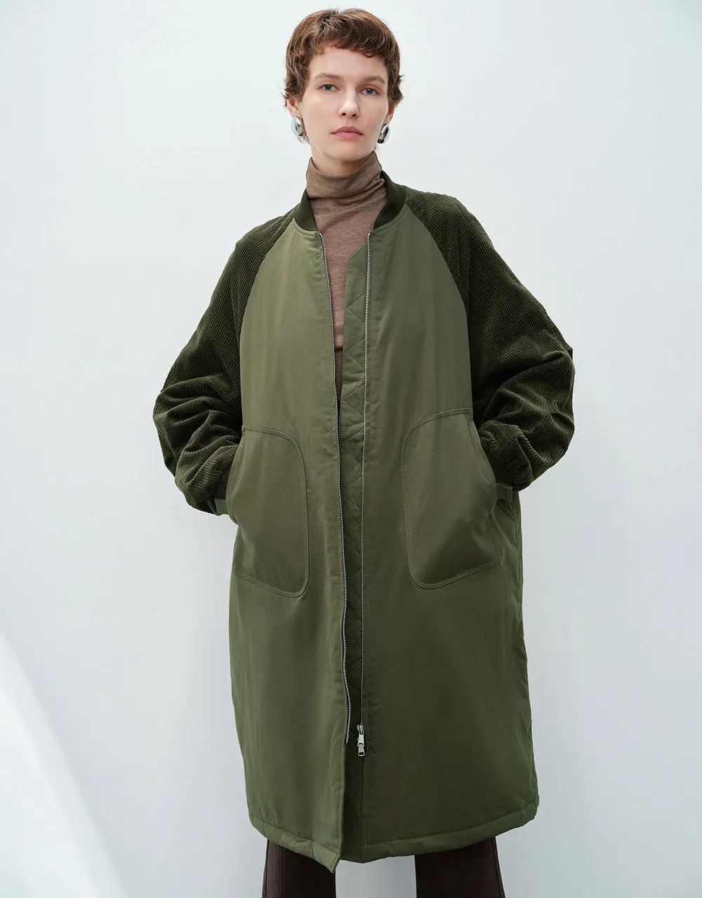 Zipper Front Raglan Sleeve Padded Coat sold by Urban Revivo