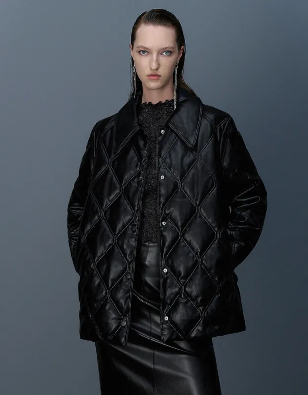 Embossed Straight Padded Coat sold by Urban Revivo
