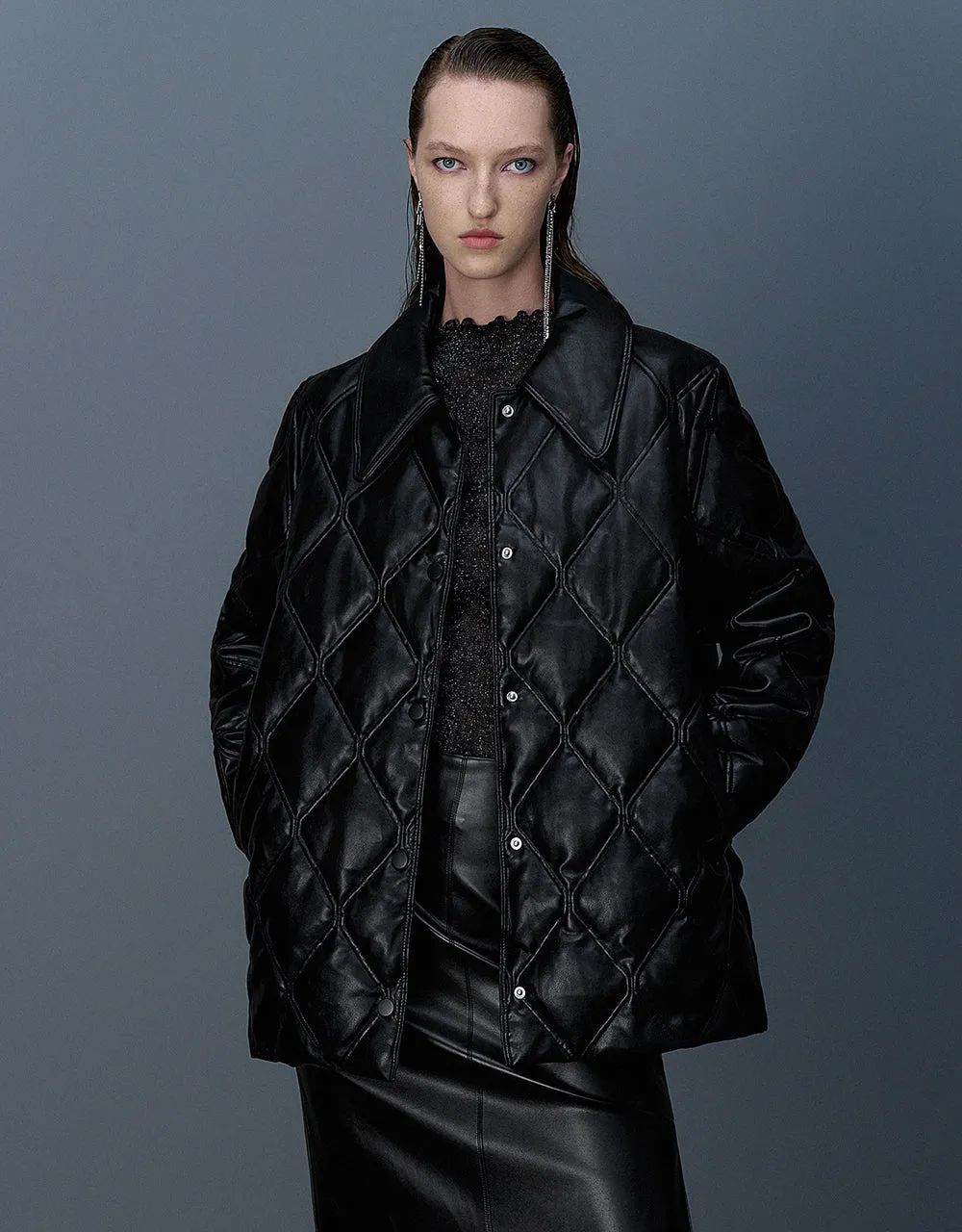 Embossed Straight Padded Coat sold by Urban Revivo