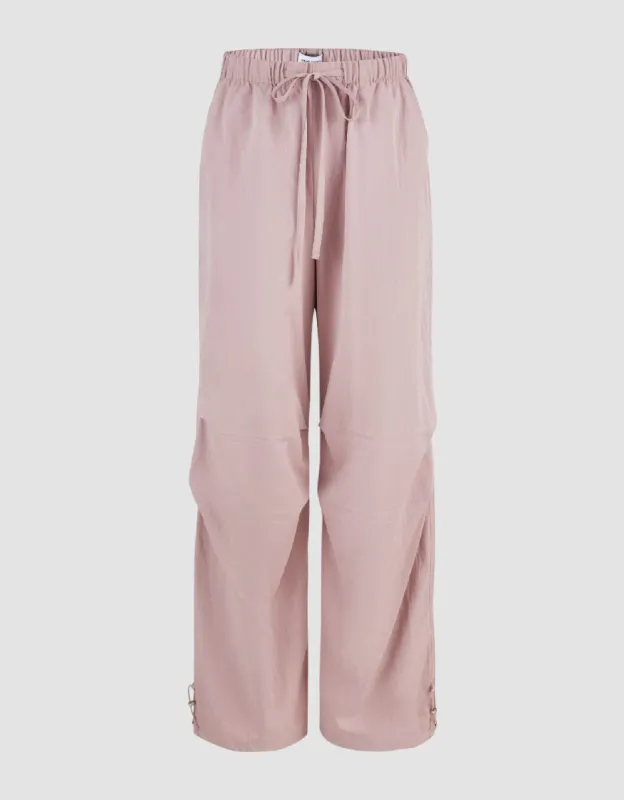 Drawstring Waist Wide-Leg Pants sold by Urban Revivo