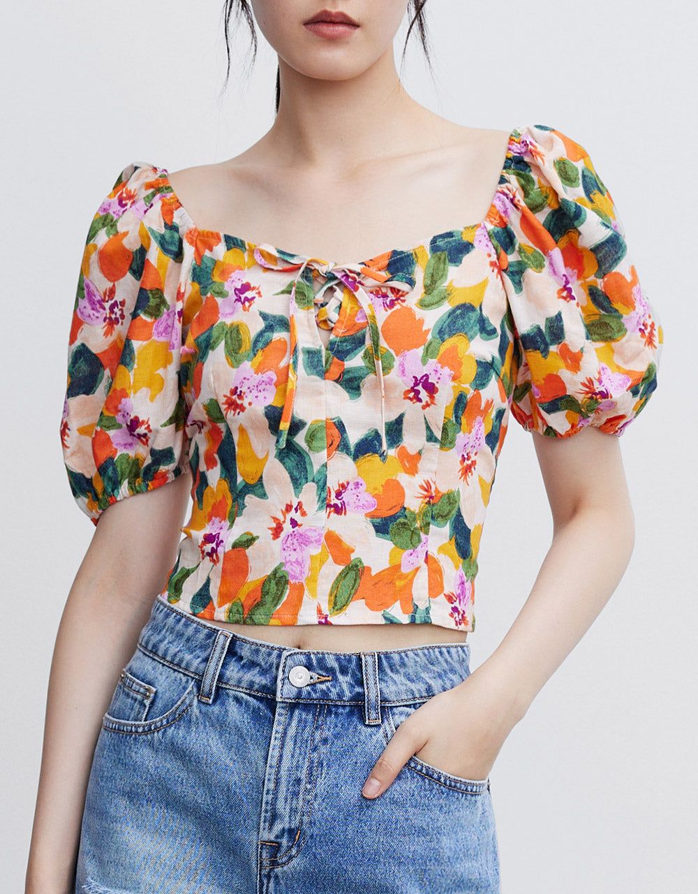 Floral Puff Sleeve Blouse sold by Urban Revivo product image thumbnail 2