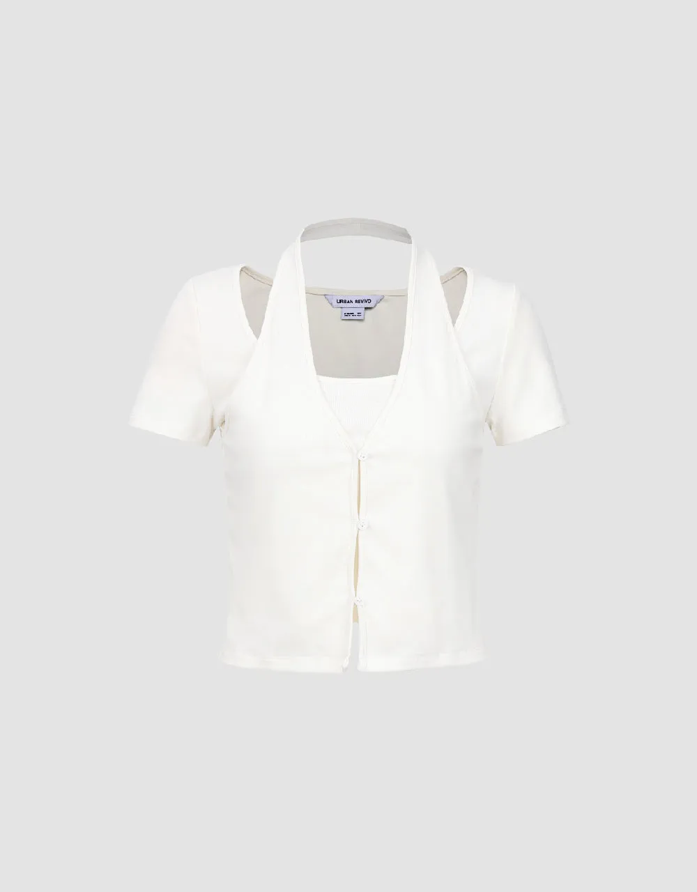 Halter Neck 2 In 1 Skinny T-Shirt sold by Urban Revivo