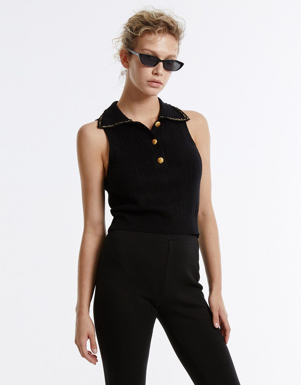 Tweed Cropped Sweater Vest sold by Urban Revivo