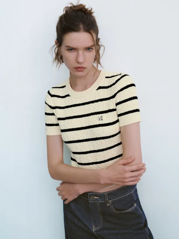 Crew Neck Skinny Knitted T-Shirt sold by Urban Revivo