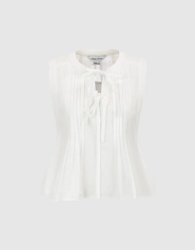 Sleeveless Tie Front Blouse sold by Urban Revivo
