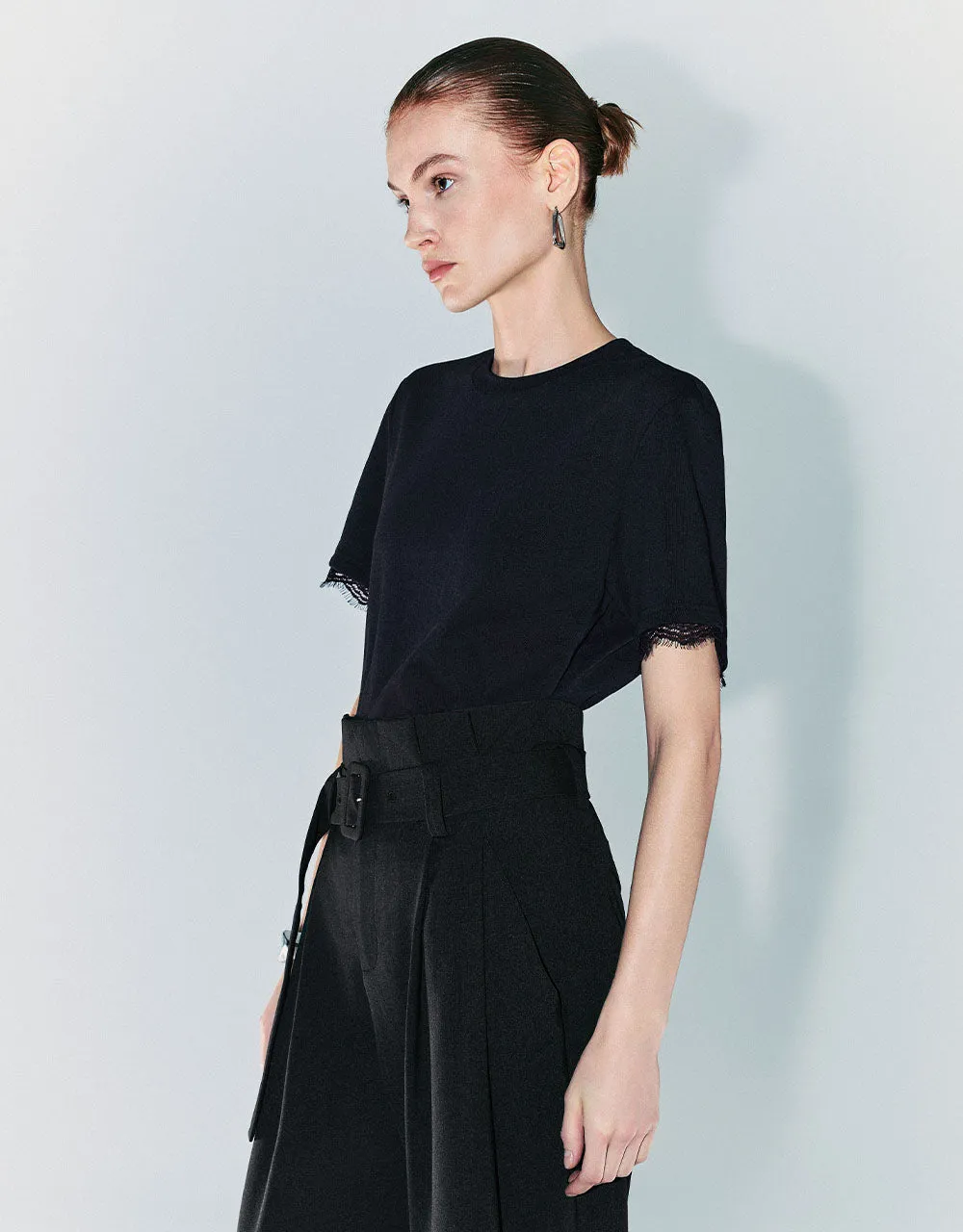 Lace Cuffs Crew Neck T-Shirt sold by Urban Revivo product image thumbnail 3