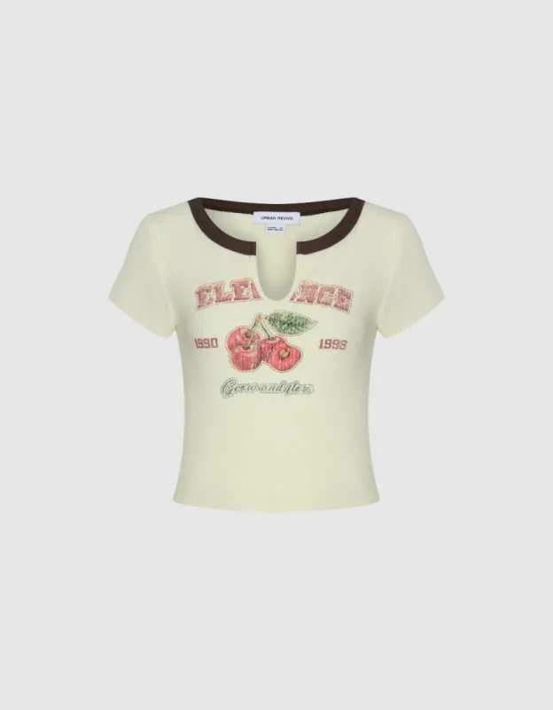 Notch Collar Printed T-Shirt sold by Urban Revivo