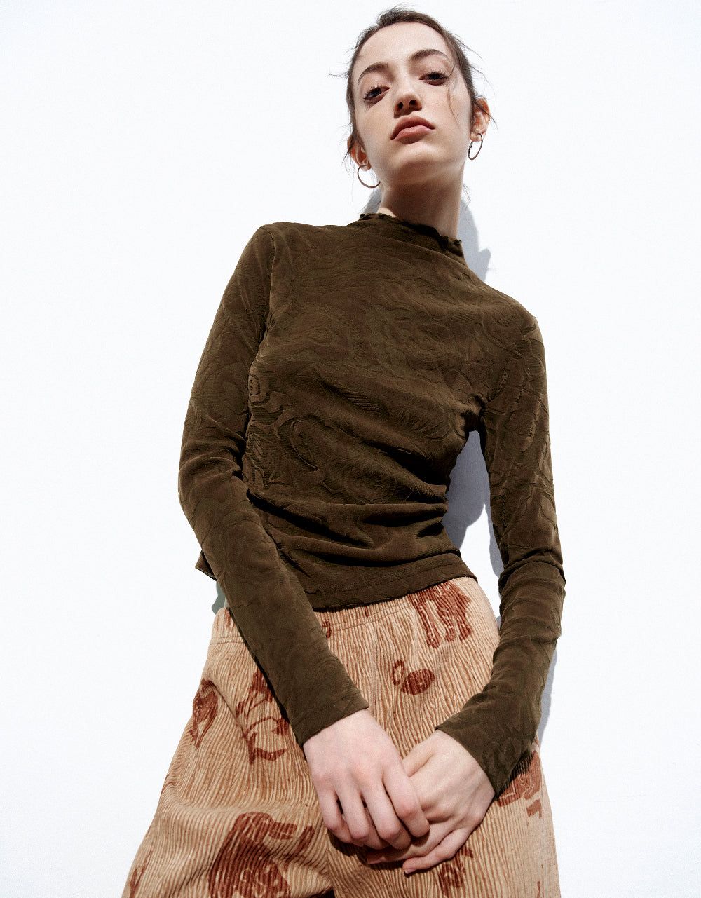 Flower Embossed Knitted Skinny T-Shirt sold by Urban Revivo