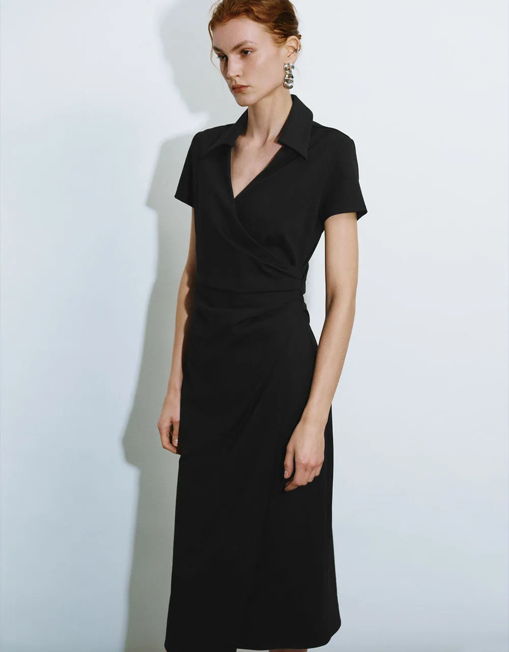 Lapel Wrapped Straight Dress sold by Urban Revivo product image thumbnail 3