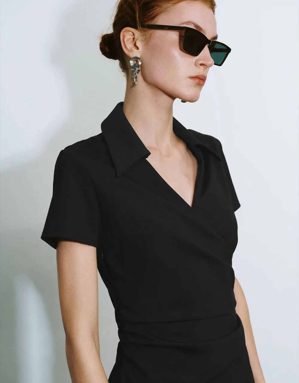 Lapel Wrapped Straight Dress sold by Urban Revivo product image thumbnail 4