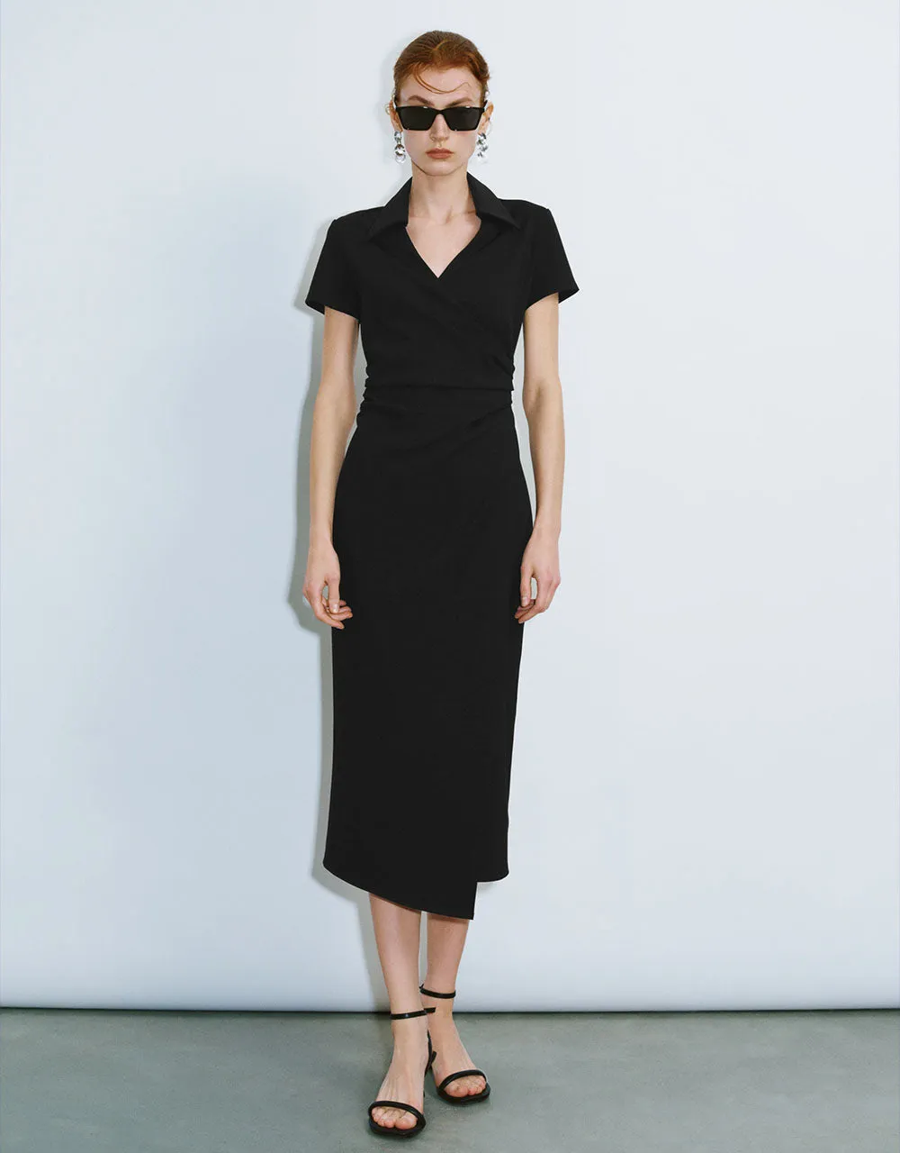 Lapel Wrapped Straight Dress sold by Urban Revivo