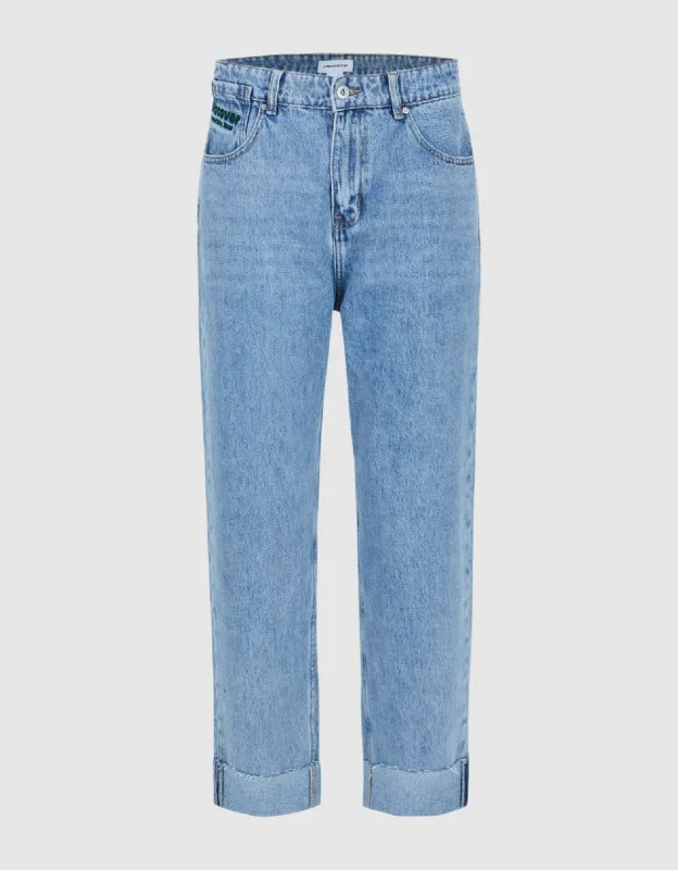 Raw Hem Straight Jeans sold by Urban Revivo