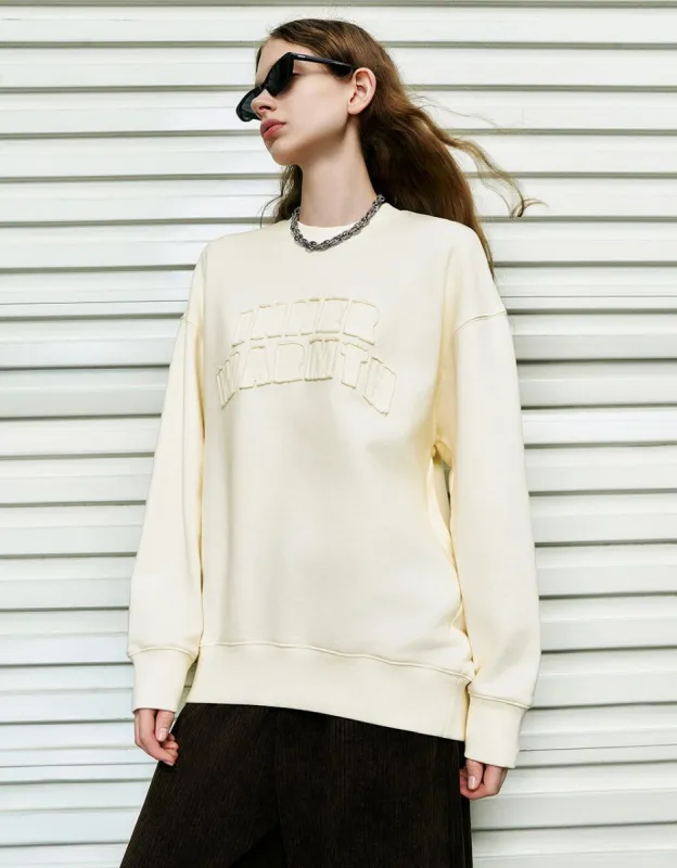Letter Embossed Crew Neck Loose Sweatshirt sold by Urban Revivo