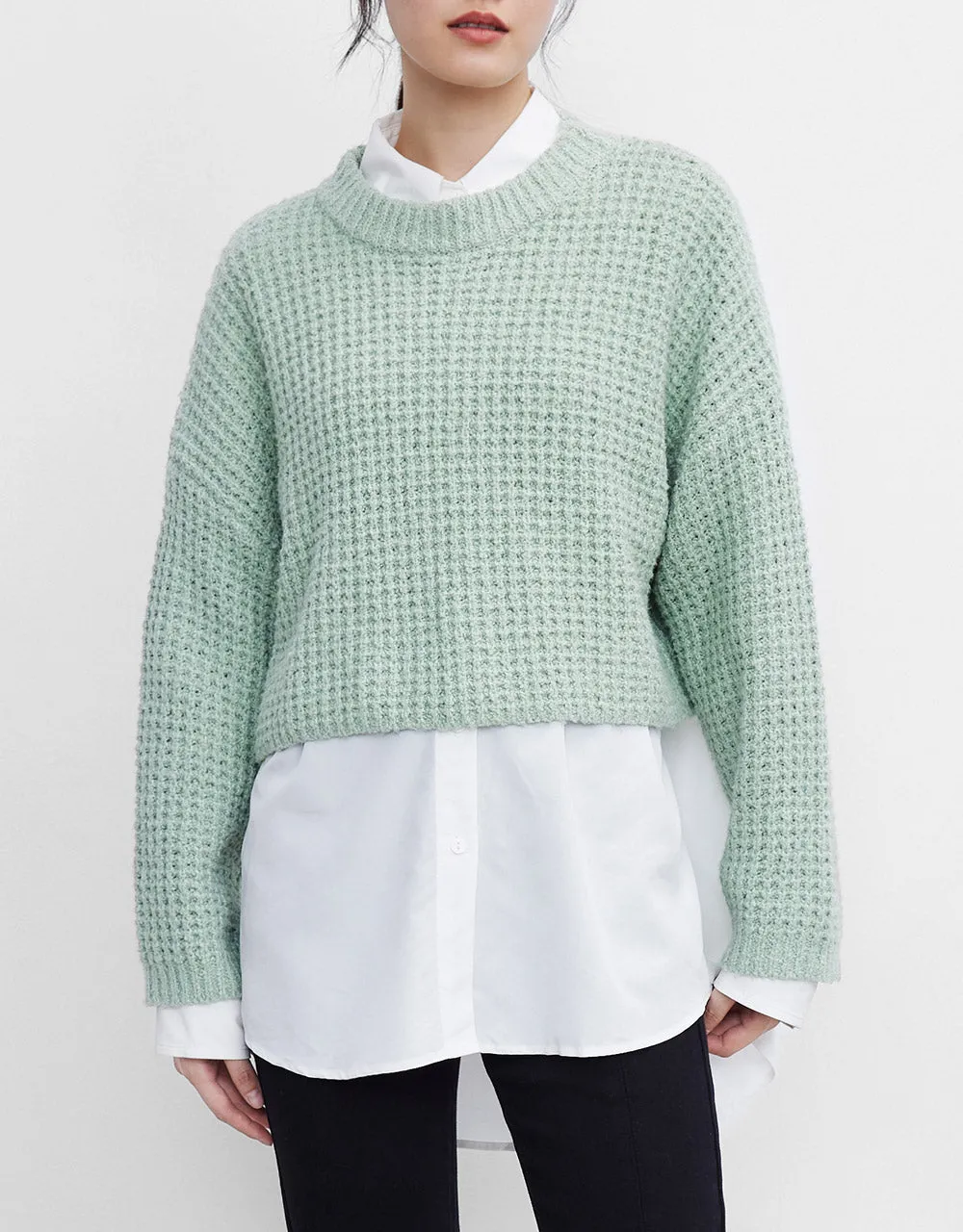 Drop Shoulder Cropped Sweater sold by Urban Revivo product image thumbnail 5