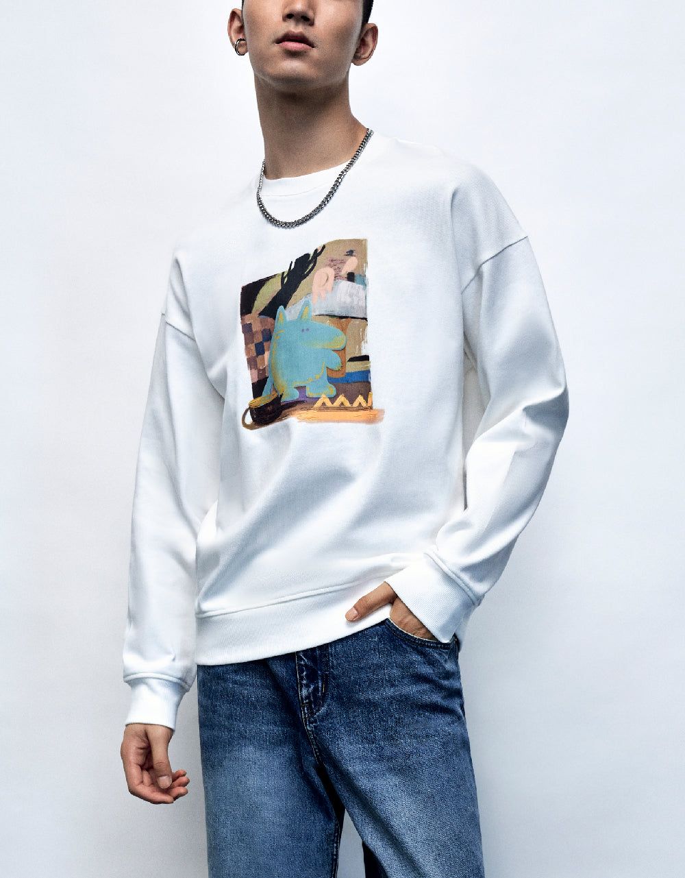 Printed Crew Neck Knitted T-Shirt sold by Urban Revivo product image thumbnail 2