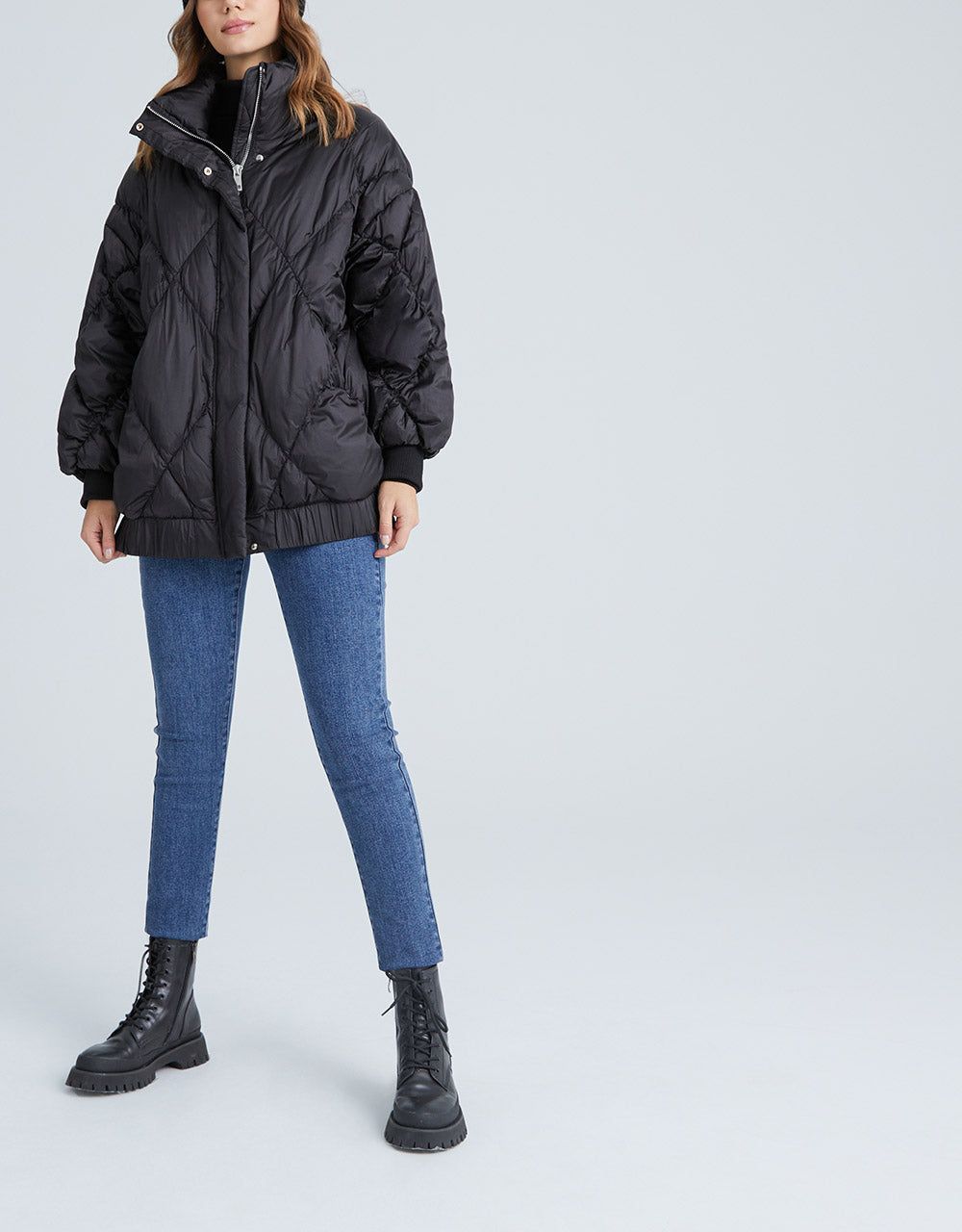 Zip Up Front Quilted Down Jacket sold by Urban Revivo product image thumbnail 2