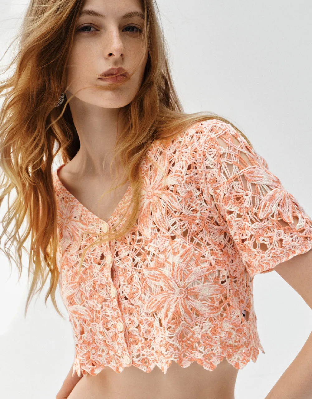 Crochet V-Neck Knitted Cardigan sold by Urban Revivo product image thumbnail 5