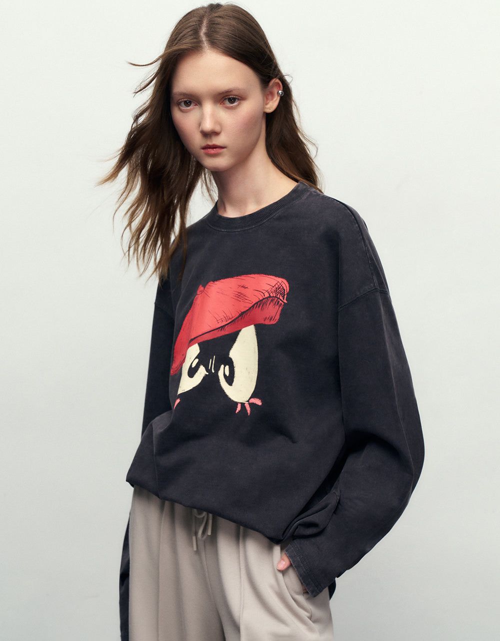 Printed Crew Neck Loose T-Shirt sold by Urban Revivo