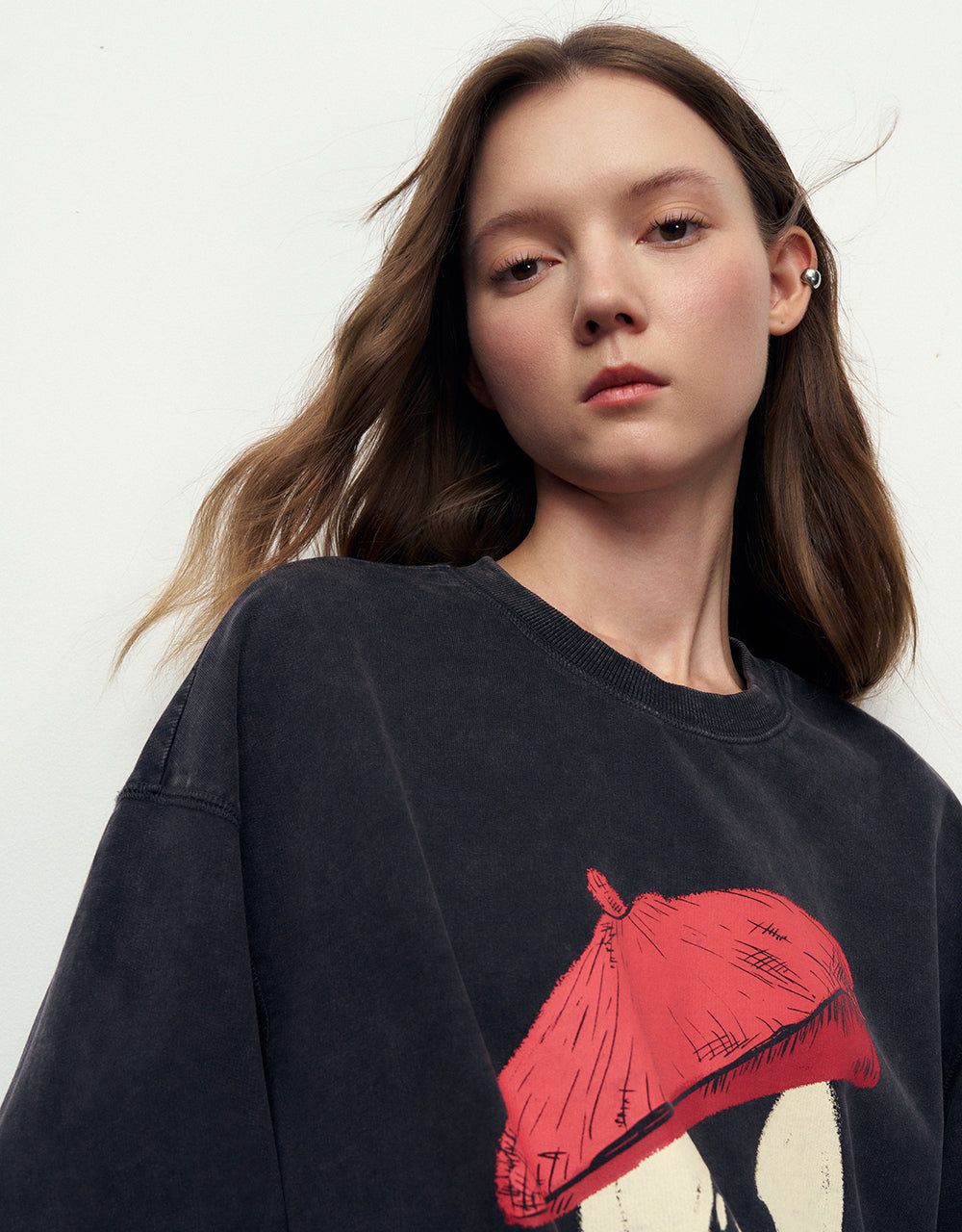 Printed Crew Neck Loose T-Shirt sold by Urban Revivo product image thumbnail 5