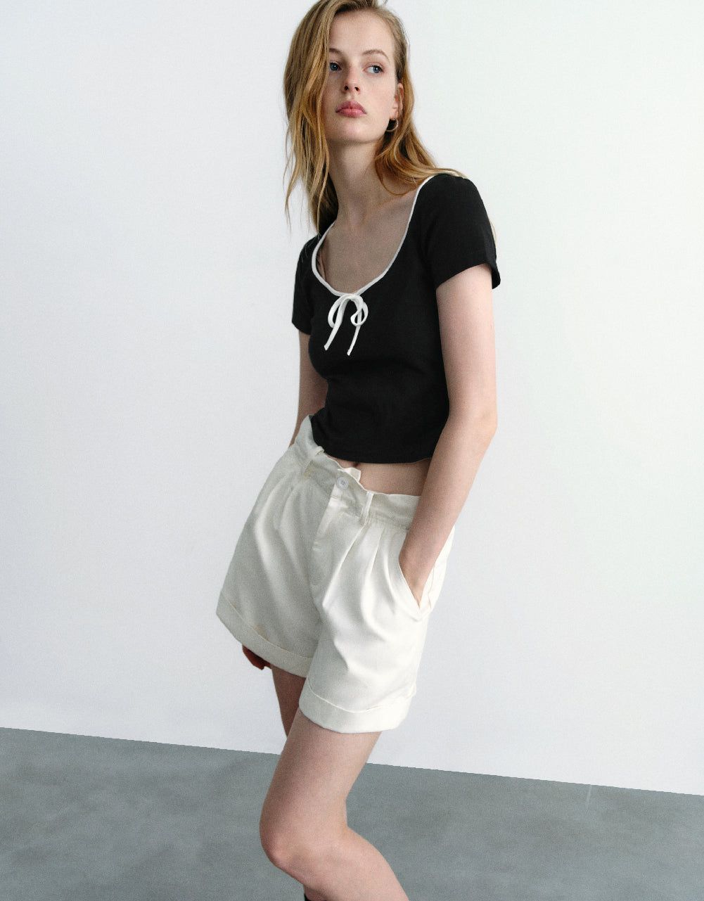 Tie Front U Neck T-Shirt sold by Urban Revivo product image thumbnail 3