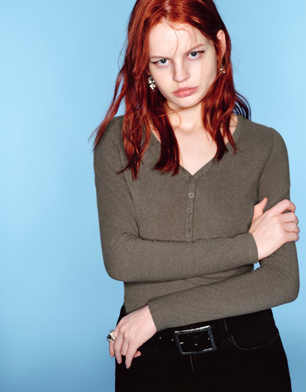 V-Neck Knitted T-Shirt sold by Urban Revivo product image thumbnail 3