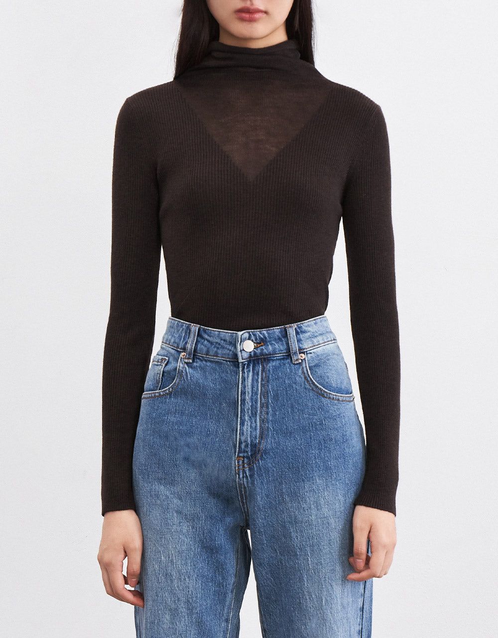 Turtle Neck Rib Knit Fitted Top sold by Urban Revivo product image thumbnail 2