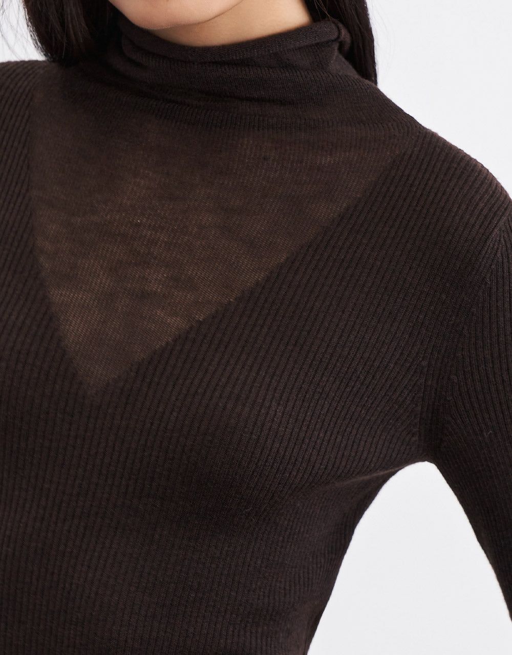 Turtle Neck Rib Knit Fitted Top sold by Urban Revivo product image thumbnail 5