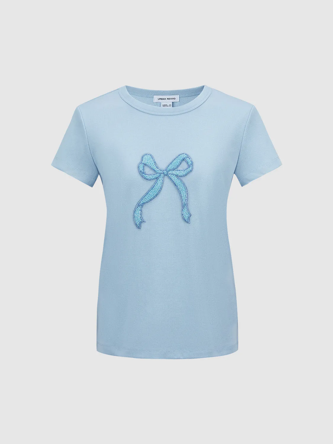 Bow Printed Crew Neck Straight T-Shirt sold by Urban Revivo product image thumbnail 2
